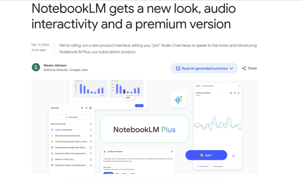 AI Updates in Google Notebook LM